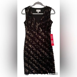 Holiday, NWT black and gold evening cocktail dress.